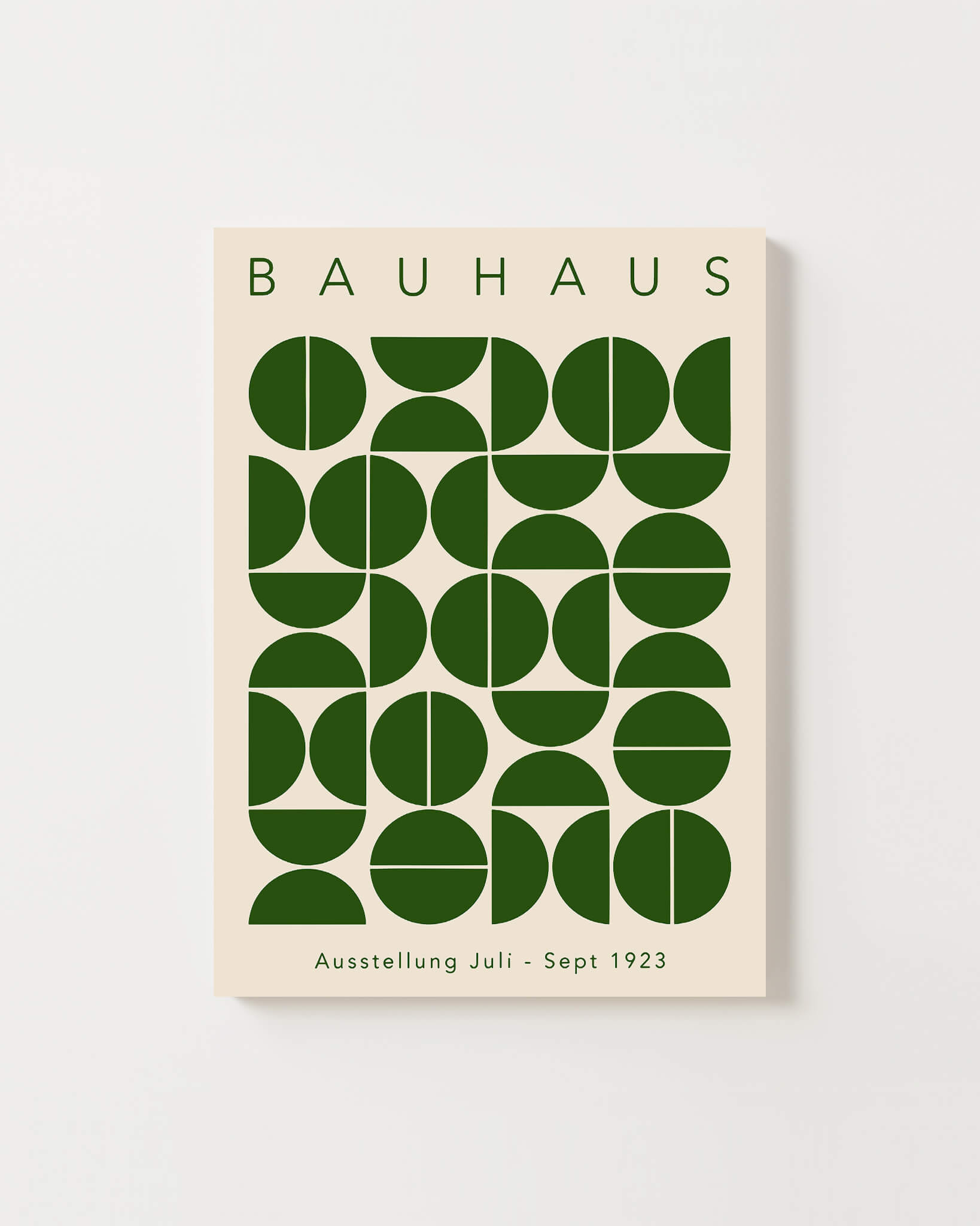 Affiche Bauhaus motifs géométriques verts, décoration murale graphique et minimaliste.