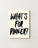 Affiche cuisine typographique What’s for Dinner en noir et crème, encadrée en bois naturel, parfaite pour une déco murale food humoristique et moderne.