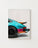 Affiche voiture Porsche rétro turquoise avec aileron orange et pneus de course.